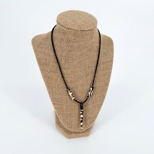 Authentic African Horn Tooth Bone Batik Beaded Necklace